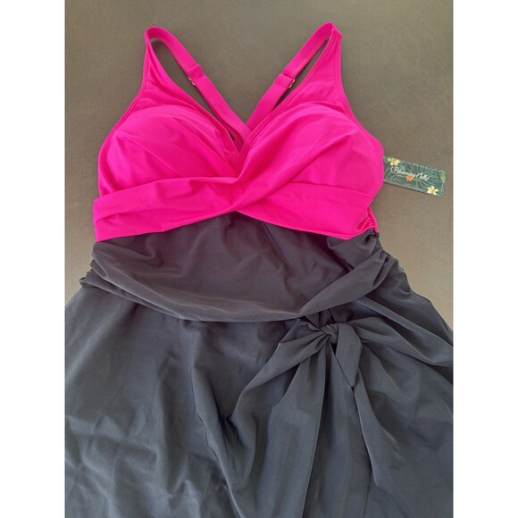 Women's Plus Size Swim Dress Tummy Control Swimsuit pink  size XXL Criss Cross - Picture 7 of 15